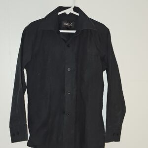 Omega Italy Black Button-Up Dress Shirt Boys Sz 10